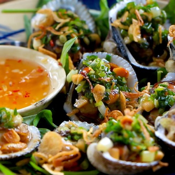 Sò lông nướng mỡ hành